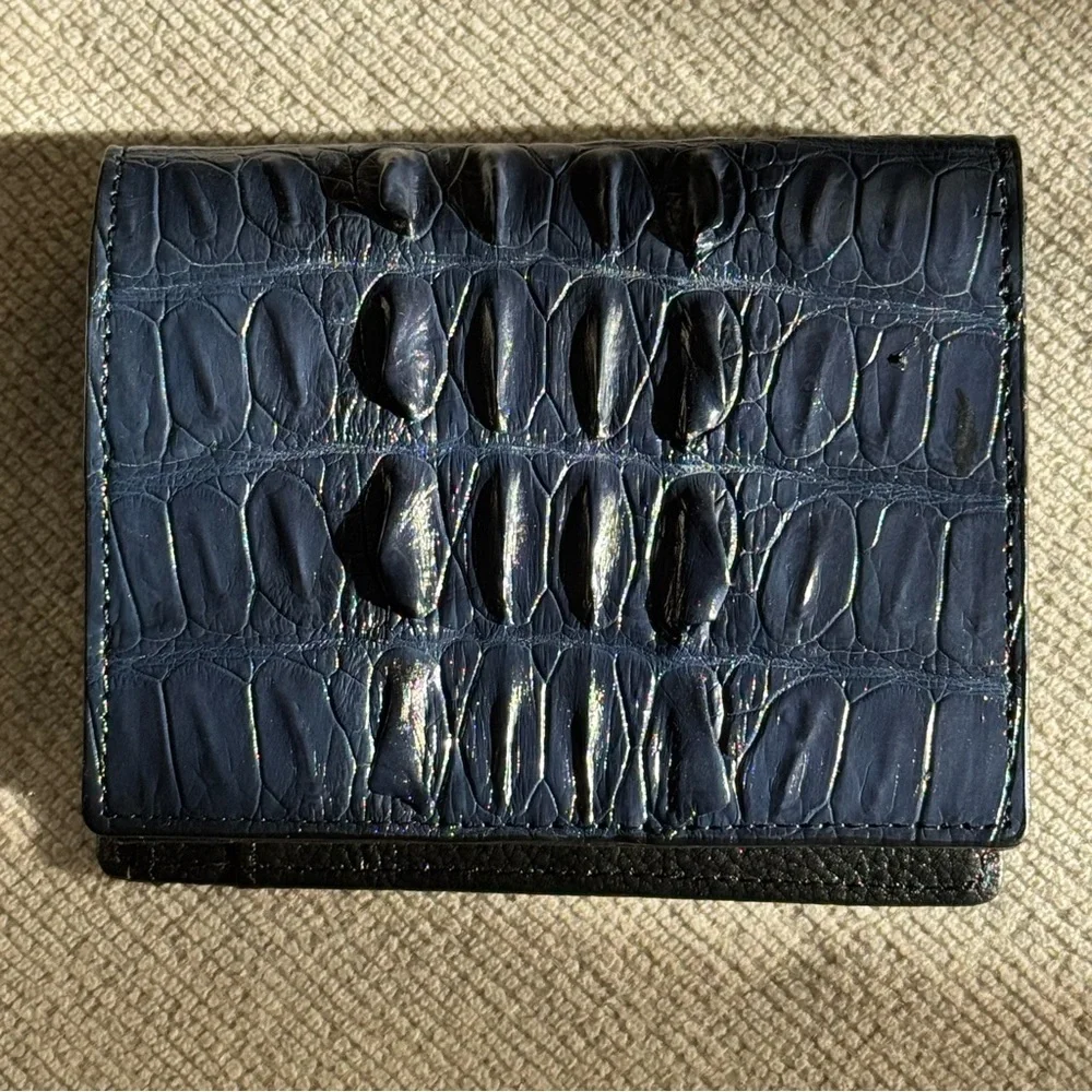 Genuine Croc Leather Wallet Dark Cobalt Color